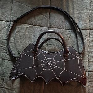 SHEIN Black Spiderweb Shoulder Bag with Gothic Design